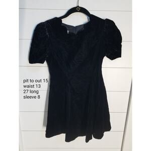 Vintage Rampage Girls Black Velvet Christmas Holiday Dress